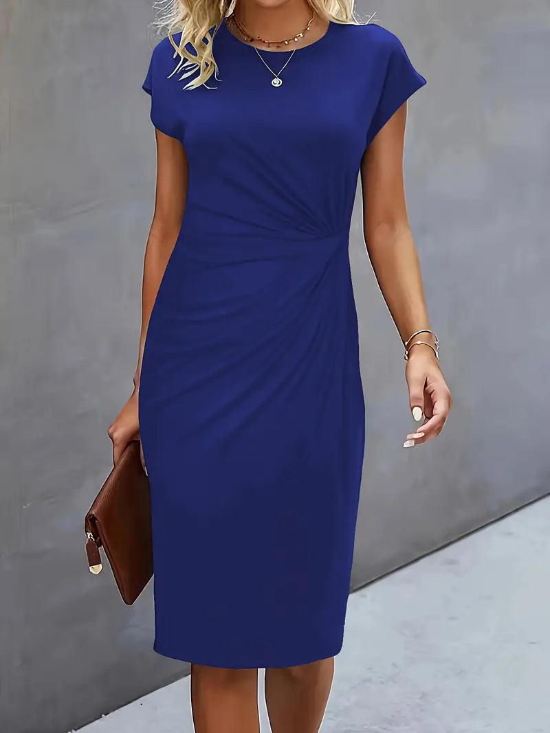 Nina | Damen Bodycon Kleid Kurzarm mit Twist-Detail