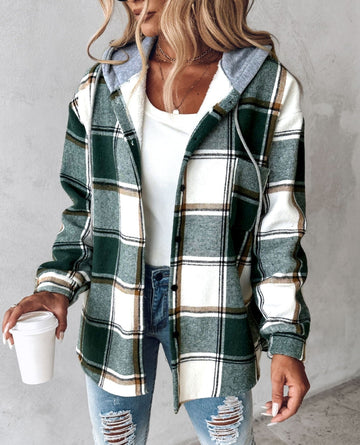 Krohn-e | Karo-Kapuzenpullover mit Kordelzug für Damen