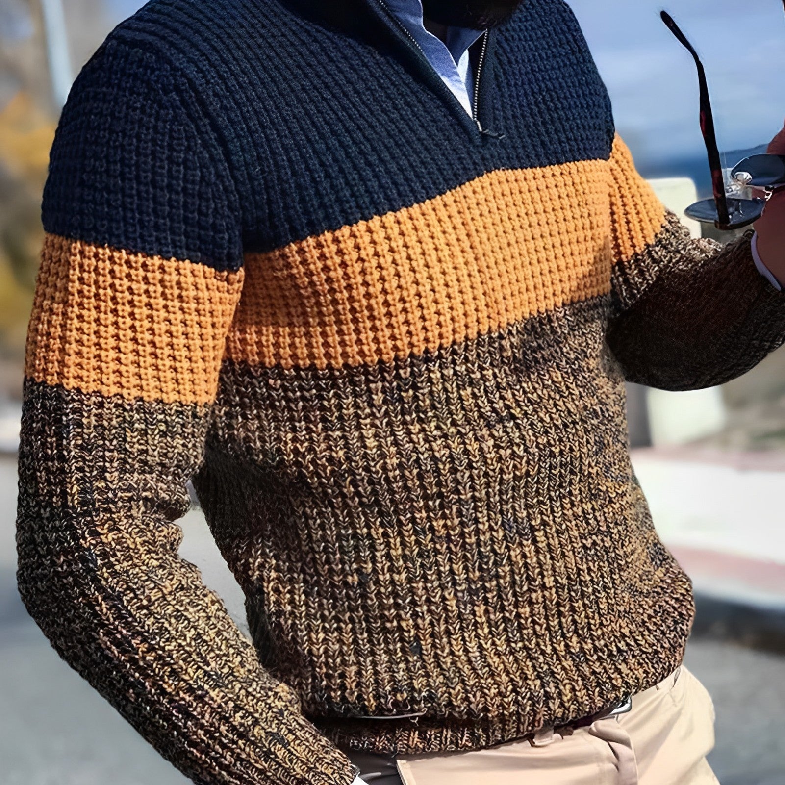 Herren-Pullover mit Tommy Farbblock-Design