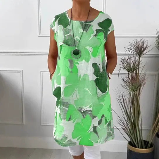 KROHN-E Damen Sommerkleid Ärmellos Leichter Stoff Entspannt