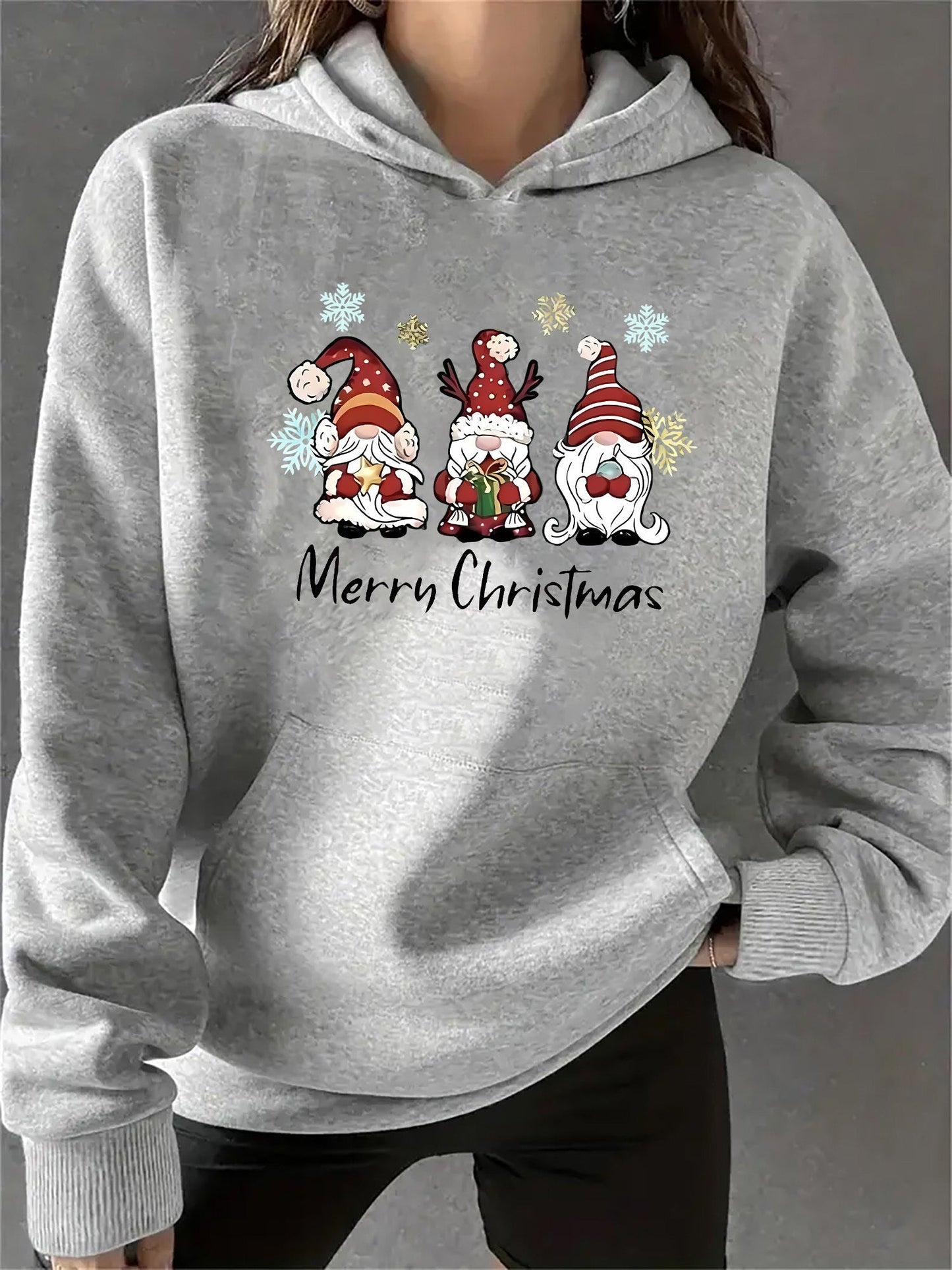 Krohn-e | Kapuzenpullover mit Weihnachtsdruck Baumwolle Weihnachtsmann Design
