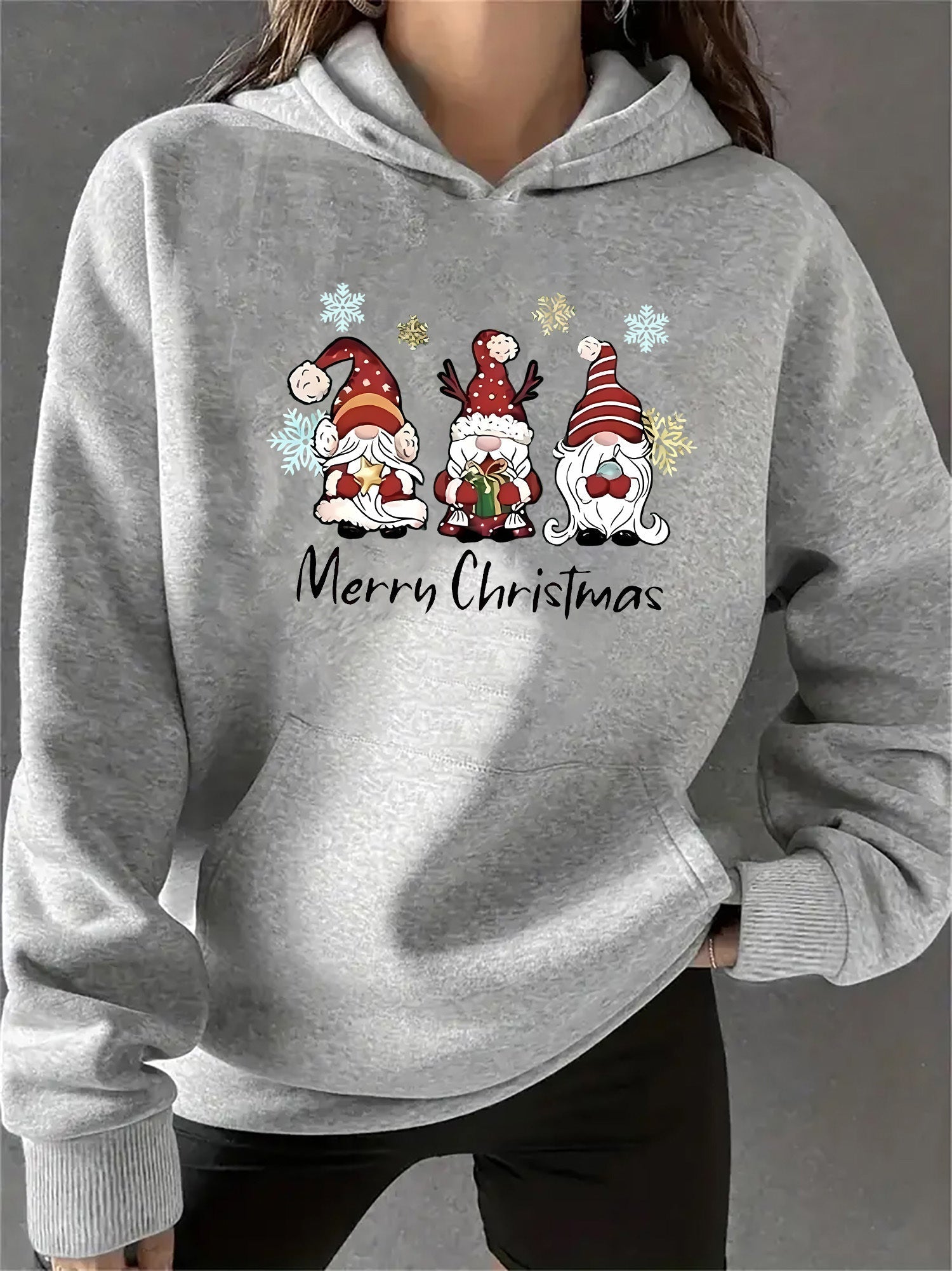 Krohn-e | Kapuzenpullover mit Weihnachtsdruck Baumwolle Weihnachtsmann Design