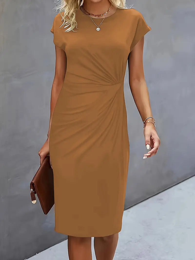 Nina | Damen Bodycon Kleid Kurzarm mit Twist-Detail