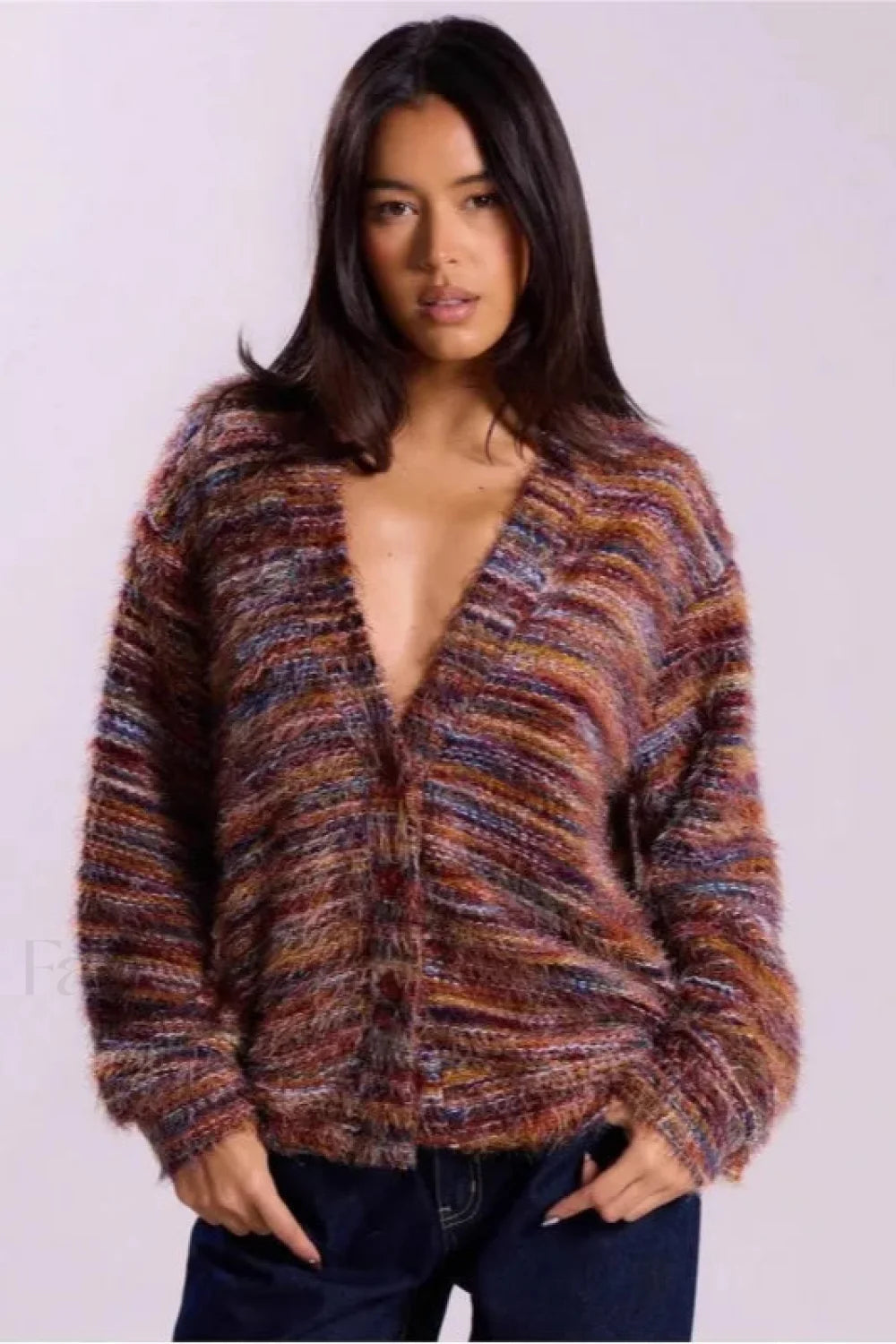 Krohn-e | Vintage Streifen Cardigan mit V-Ausschnitt