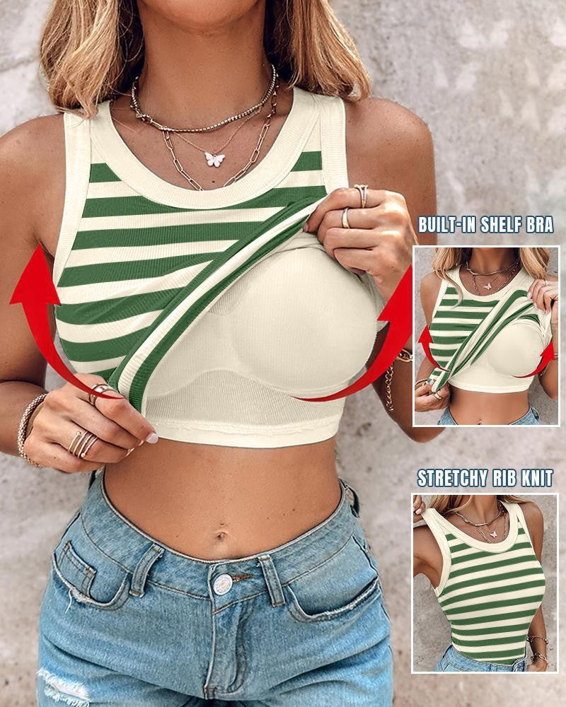 Damen Tanktop mit Bralette: Schmal, Gestreift von Fudus