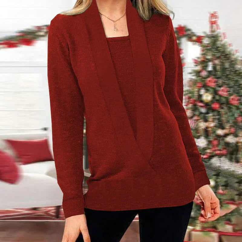 Krohn-e | Fake Zweiteiler V-Ausschnitt Strickpullover