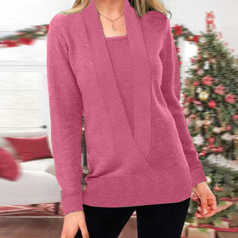 Krohn-e | Fake Zweiteiler V-Ausschnitt Strickpullover