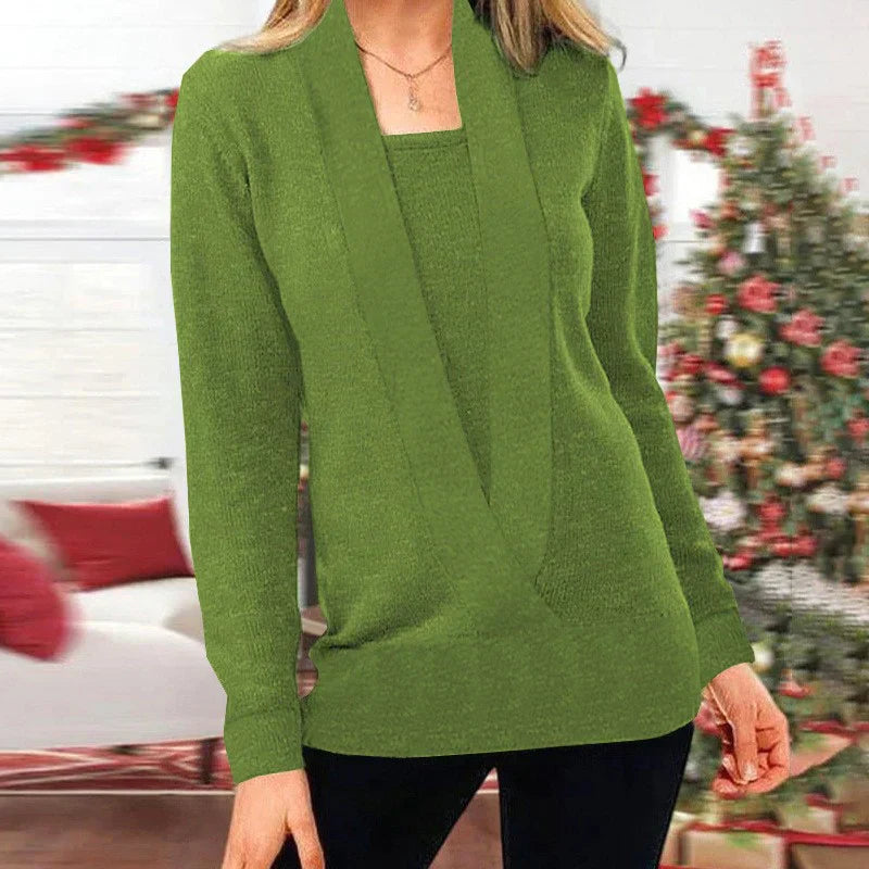 Krohn-e | Fake Zwei Teile V-Ausschnitt Strickpullover
