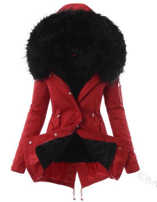 Krohn-e | Fleecegefütterter Winterparka Kapuzenmantel mit Fellbesatz