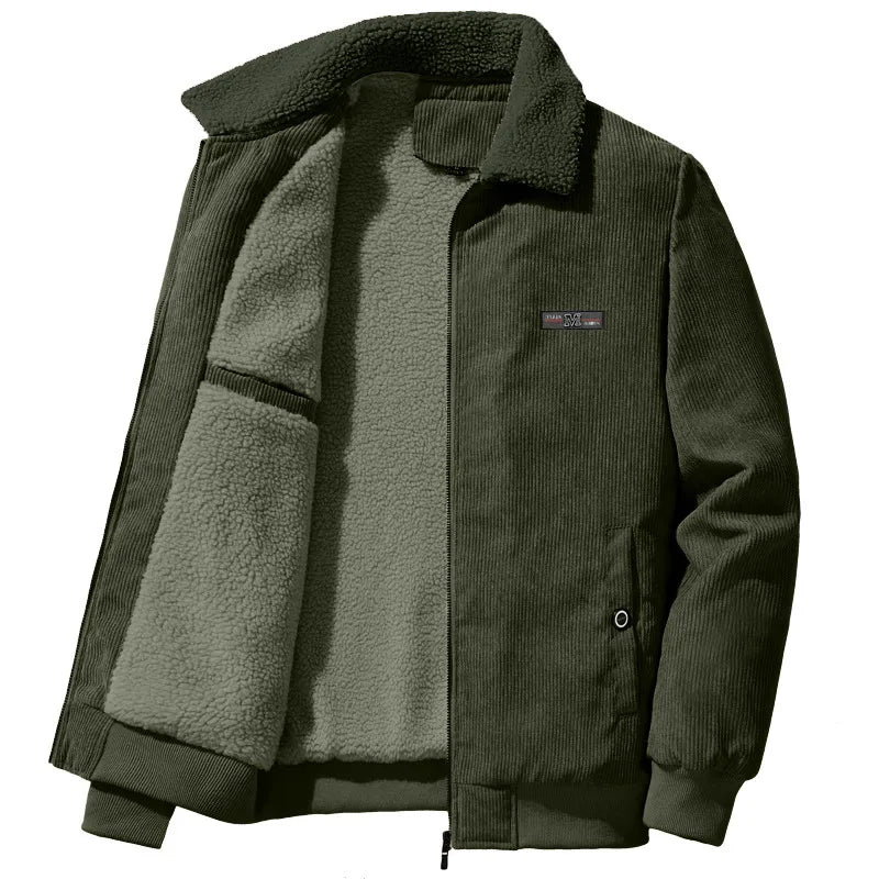 Krohn-e | Herren fleecegefütterte gerippte Winterjacke mit hohem Kragen