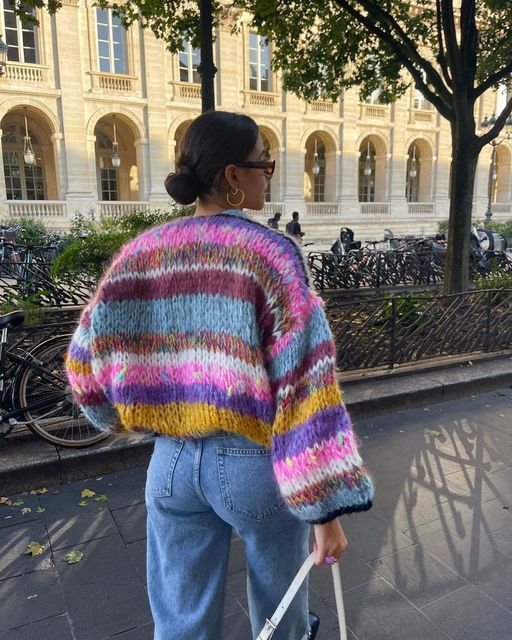Krohn-e | Gestreifter Offener Pullover