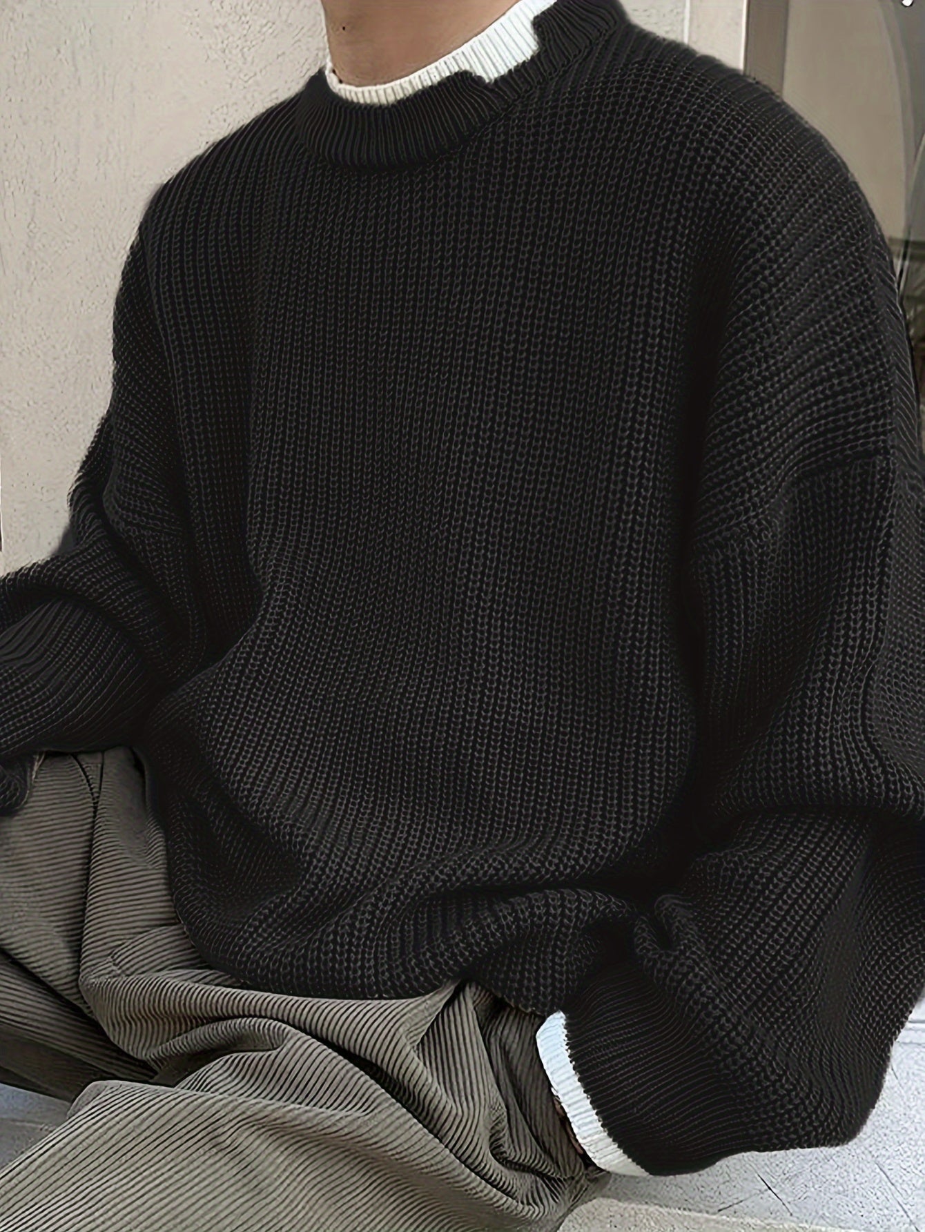 Krohn-e | Überdimensionierter Strickpullover Acryl Lässig und Warm