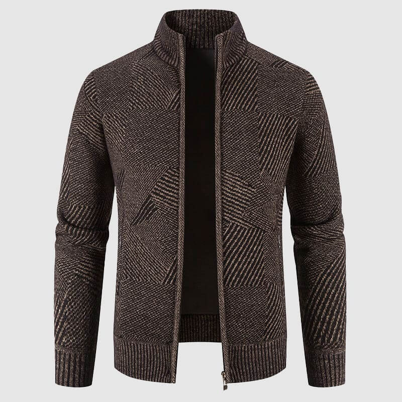 Krohn-e | Herren geometrisches Strick-Cardigan-Jacke