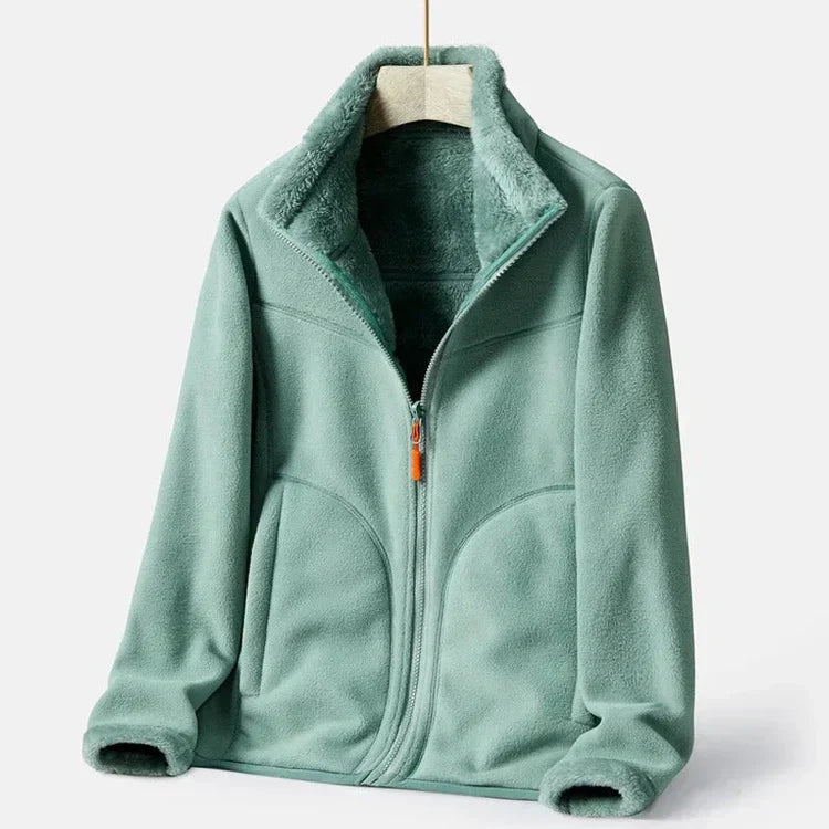 Krohn-e | Warme Fleecejacke mit Doppelter Knopfleiste für Damen