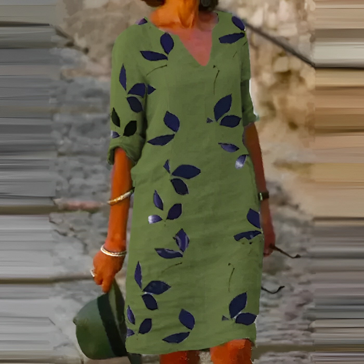 Sommerkleid Urena: Blätterdruck, atemberaubend