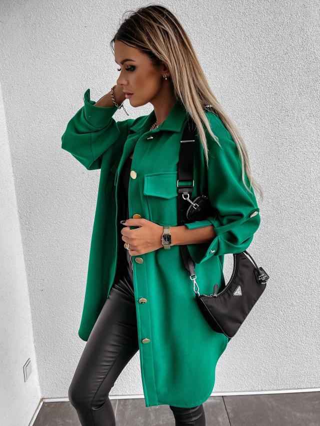 Krohn-e | lange Hemdbluse mit Knöpfen, Wollkragen und Revers