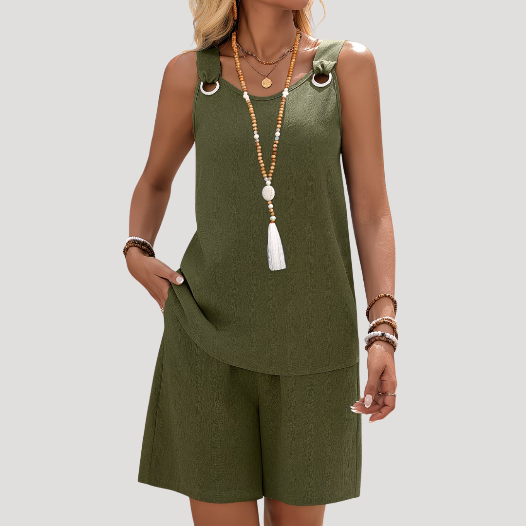 Fennja | Damen Ärmellos Zweiteiler Shorts Set