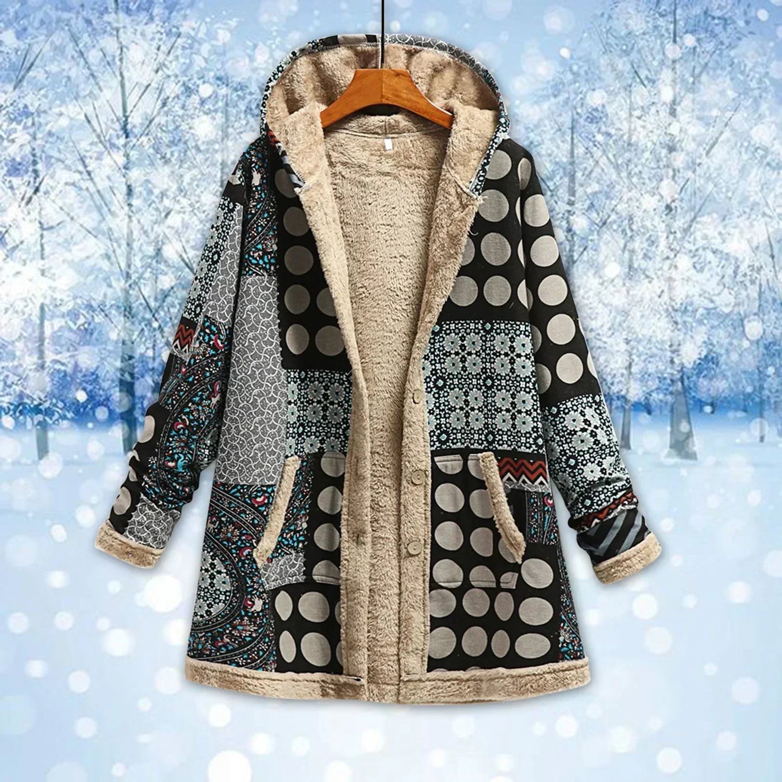 Krohn-e | Warme Jacke mit Kapuze für Damen