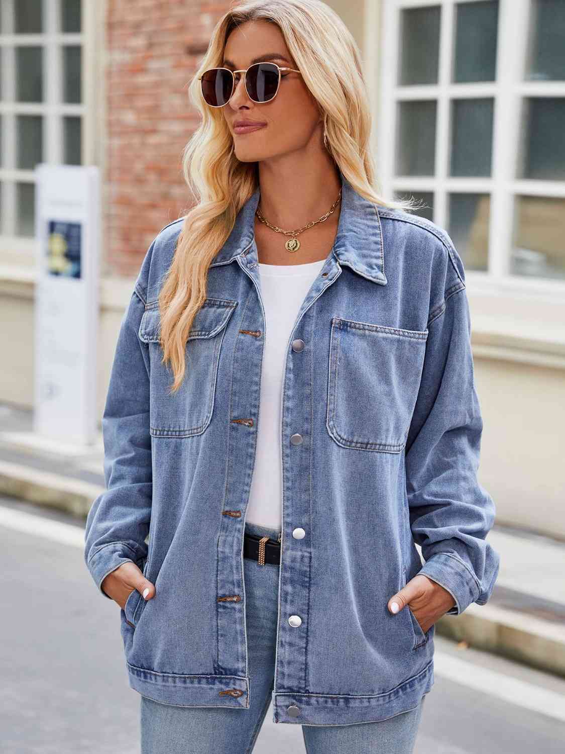 Krohn-e | Knopf-Down Denimjacke mit Taschen