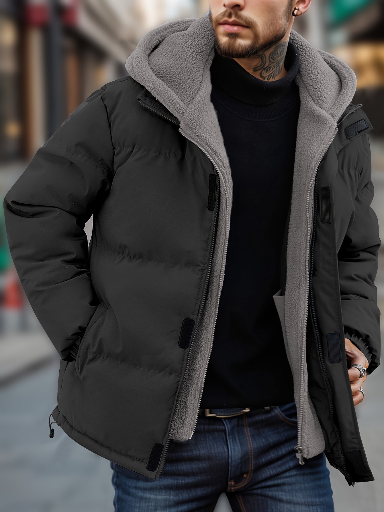 Herren Winterjacke aus weichem Plüsch - Modell Jacob