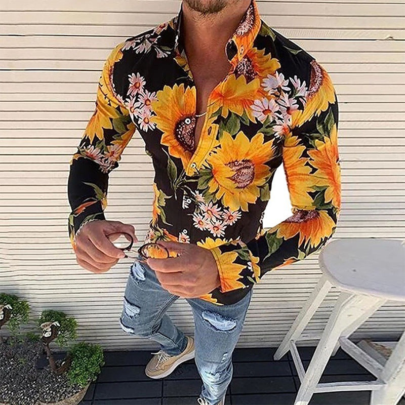 Floriano | Herren Langarm Hemd mit Blumenmuster