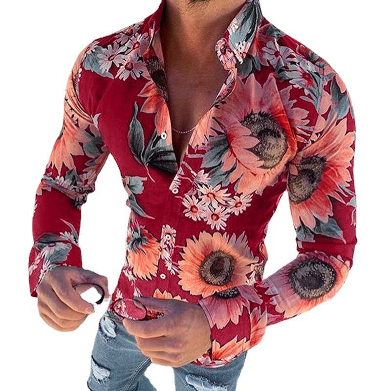 Floriano | Herren Langarm Hemd mit Blumenmuster