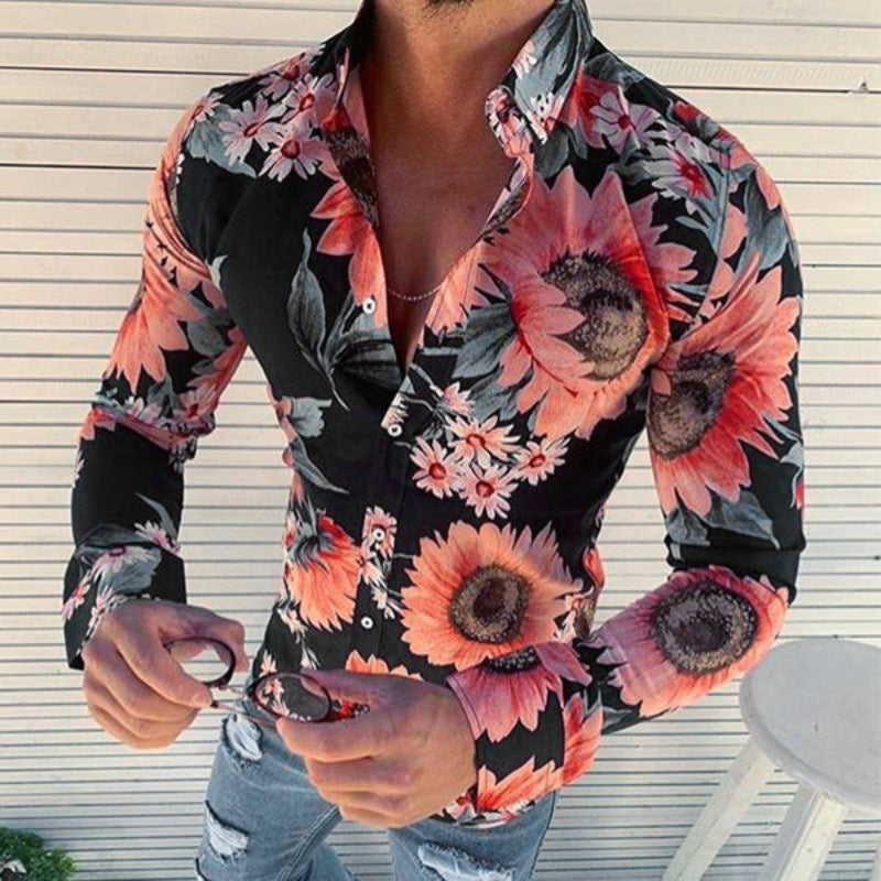 Floriano | Herren Langarm Hemd mit Blumenmuster