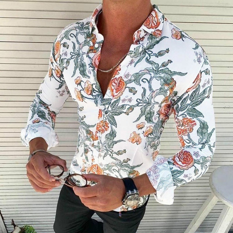 Floriano | Herren Langarm Hemd mit Blumenmuster