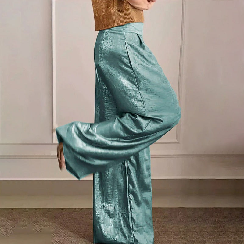 Erdwine Damen Frühling Vintage Metallic Freizeit Hose