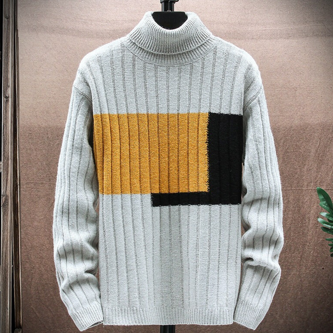 Herrenpullover mit V-Ausschnitt aus Kabelstrick