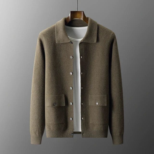 Herren-Knopfmantel mit Revers und Taschen