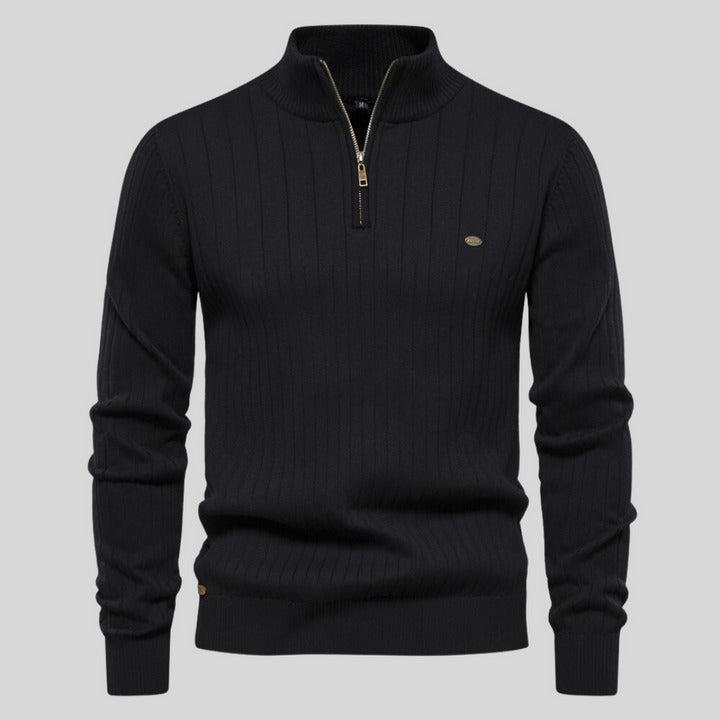 Krohn-e | Strickpullover mit Half-zip Wollmischung Warm, Klassisch