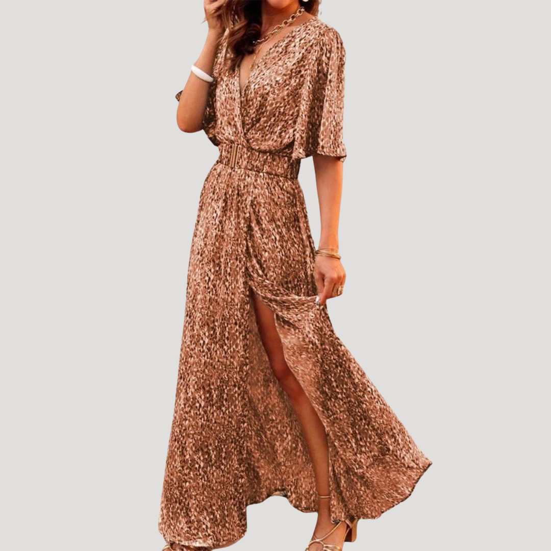 Galatea | Damen Wickel Maxi Kleid mit Schlitz