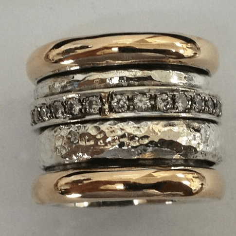 KROHN-E Damen Vintage Statement Ring Gold Mehrschichtig