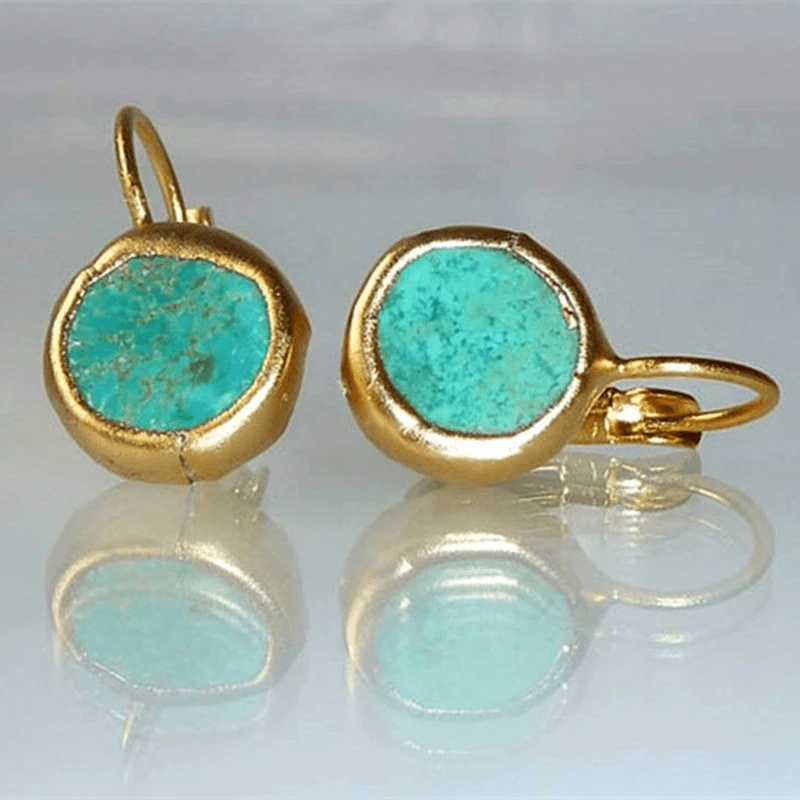 KROHN-E Damen Ohrringe Stein Gold Türkis Design Schmuck