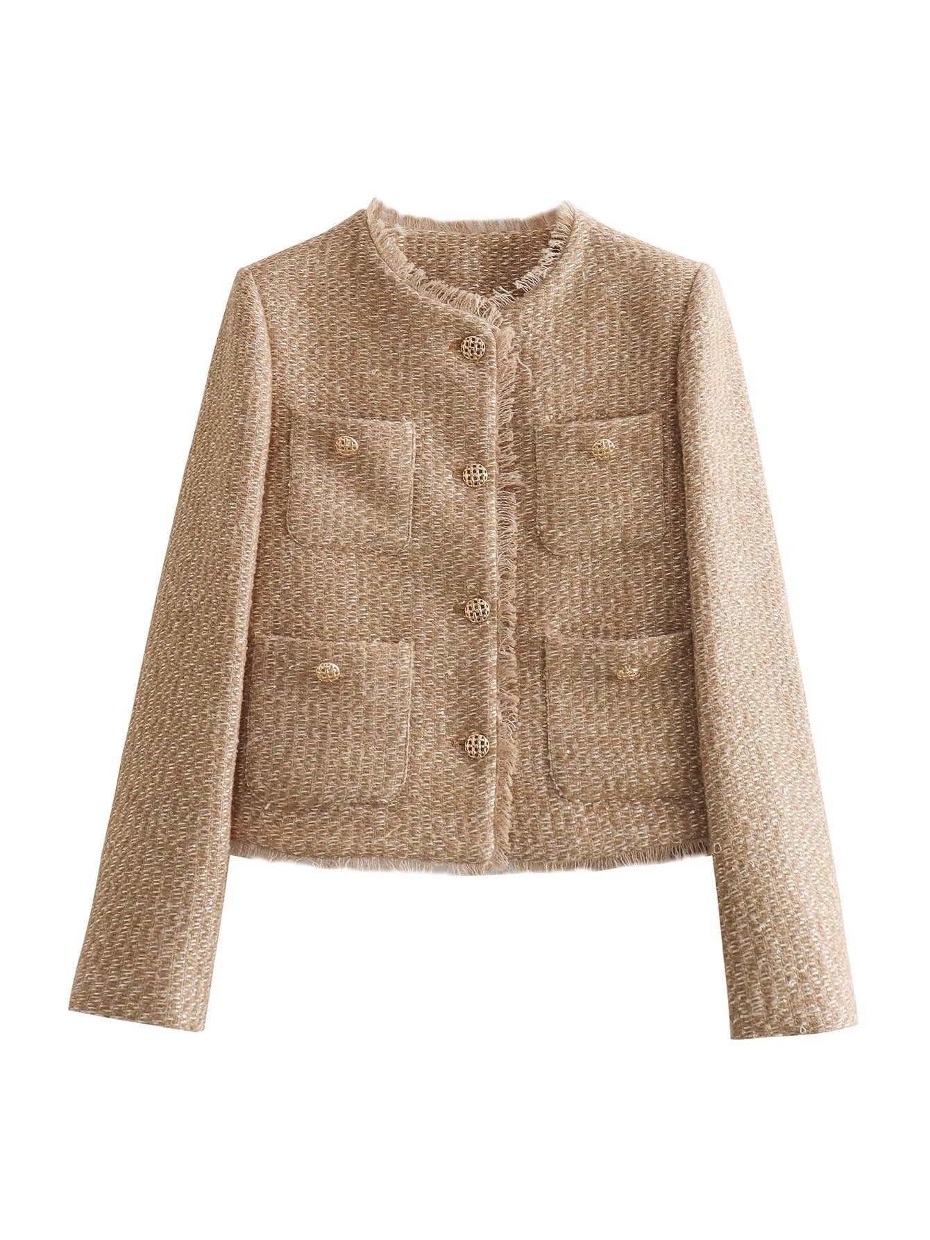 Krohn-e | Luxuriöse Goldknopf Jacke Tweed Exklusiv, Raffiniert