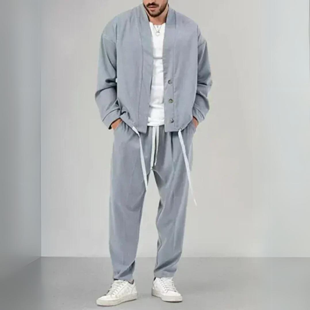 Herren-Blazer und Hose im Oversize-Look mit Kordelzug