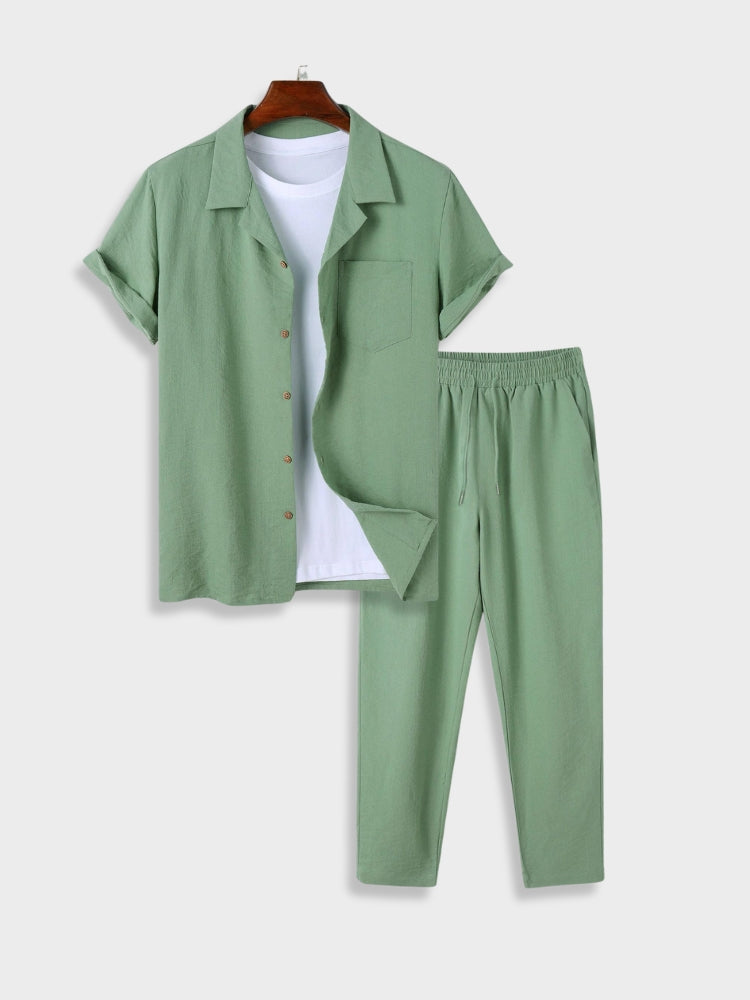 Herren-Set: Hemd mit Knöpfen & Hose mit Gummizug