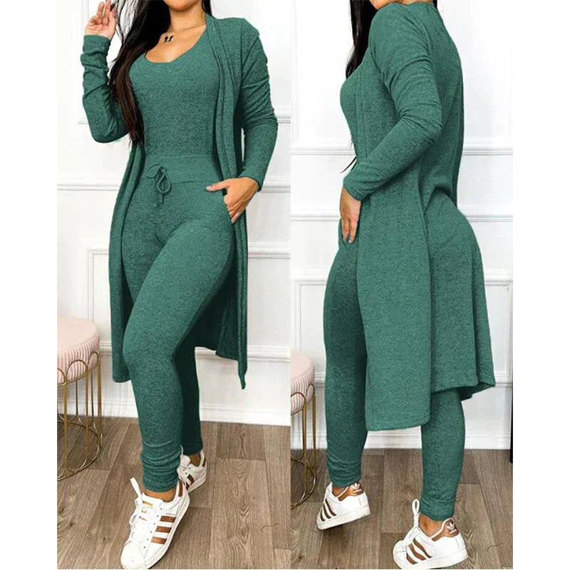 Krohn-e | Damen 3 Teiliges Loungewear Satz mit Jacke