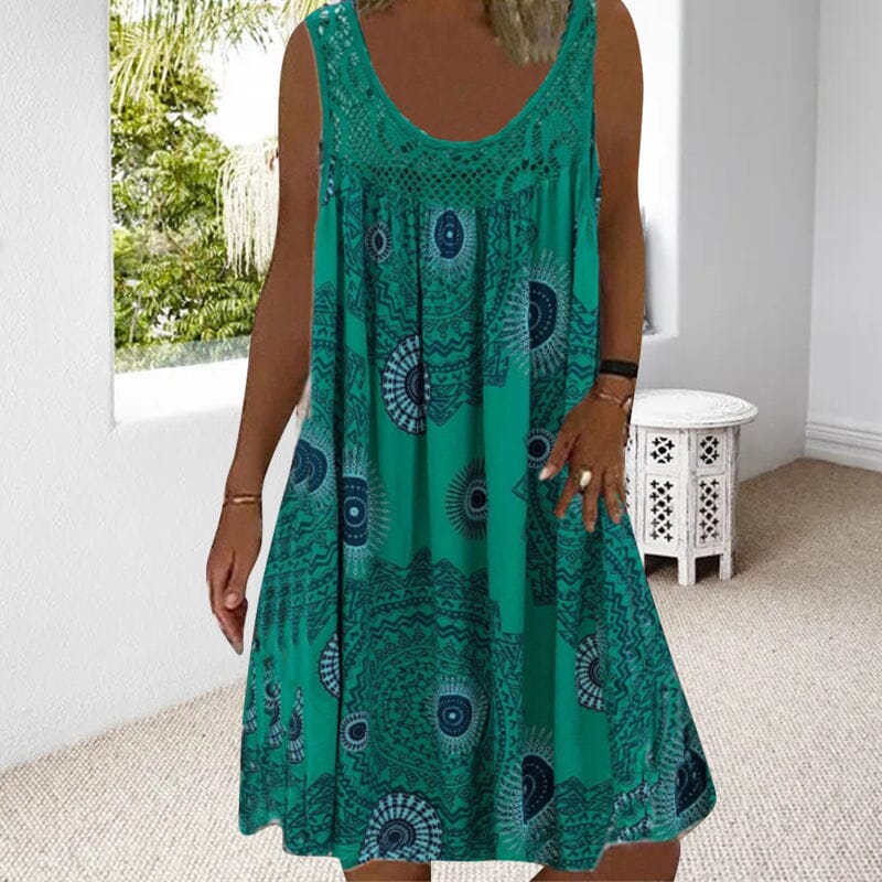 KROHN-E Damen Sommerkleid Ärmellos Leicht Viskose Midi-Kleid