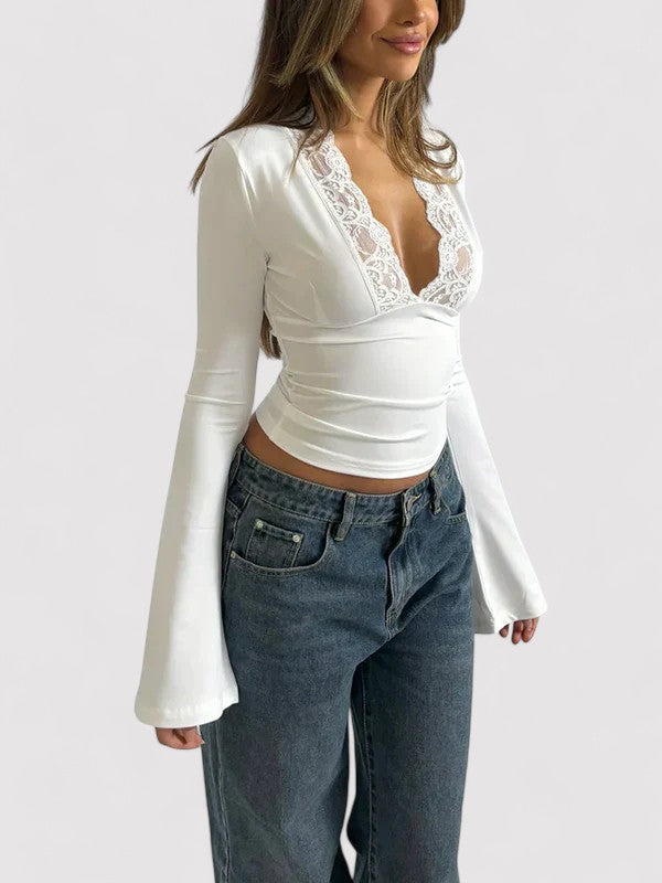 Hochwertiges, tief gestricktes Damen-Cropped Top von Fudus