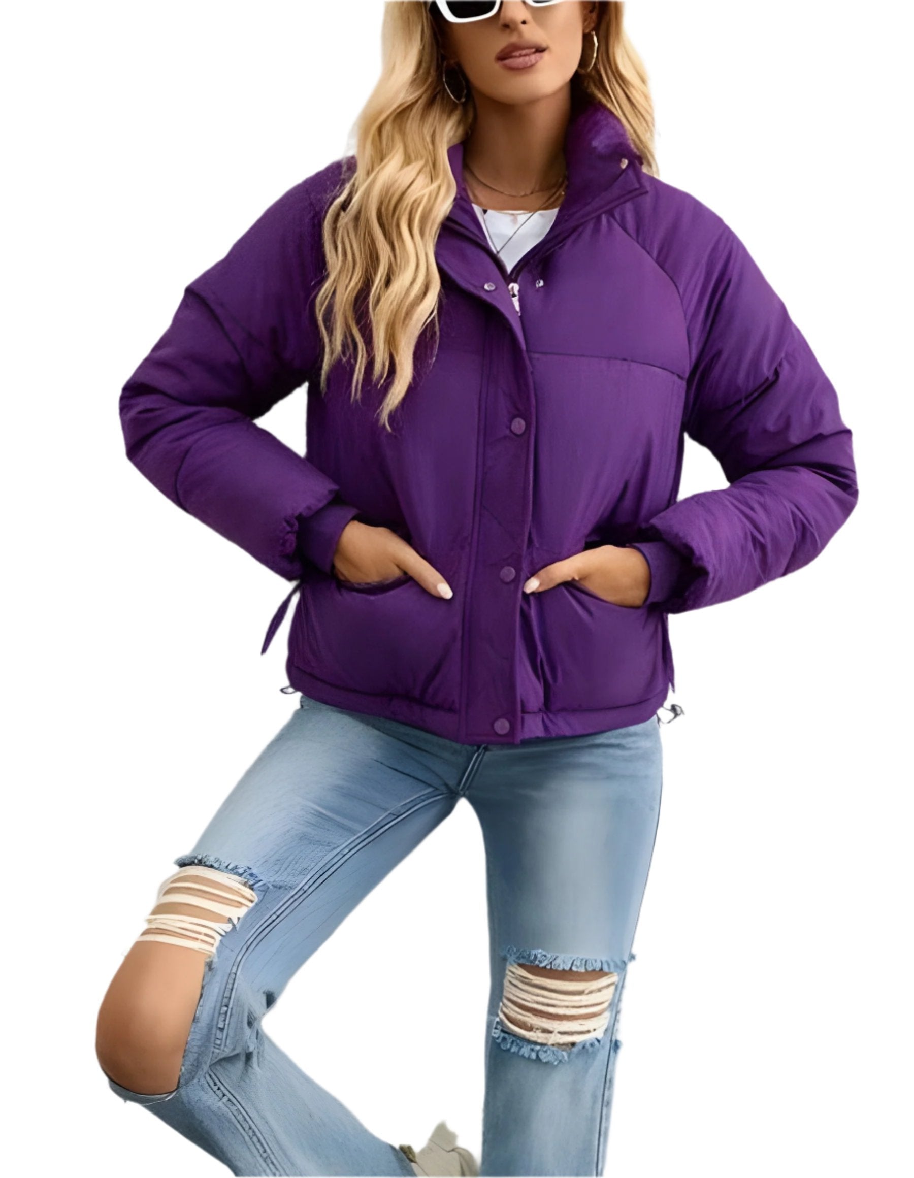 Krohn-e | Warme Damen Pufferjacke mit Reißverschluss und Hohem Kragen