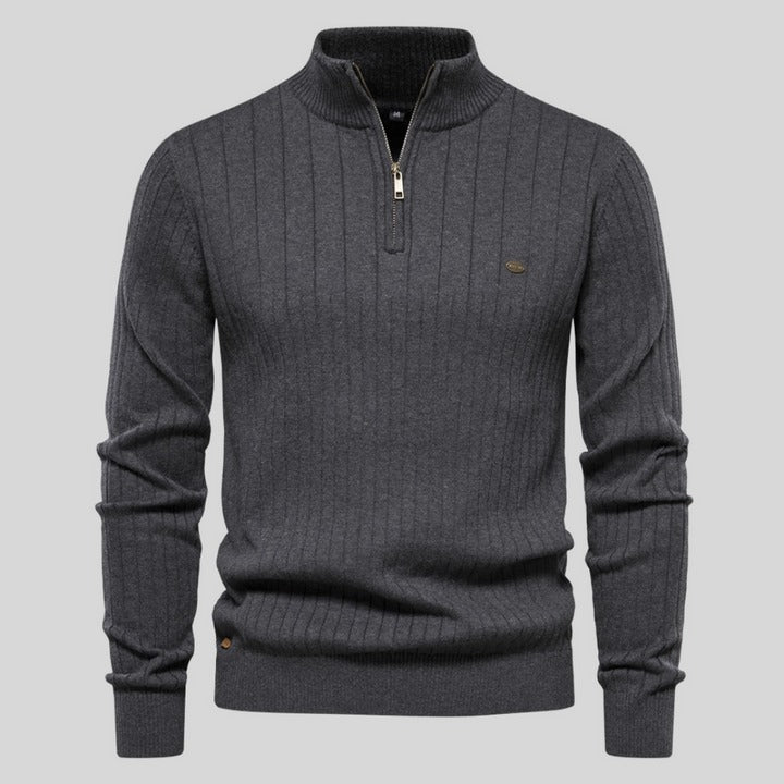 Krohn-e | Strickpullover mit Half-zip Wollmischung Warm, Klassisch