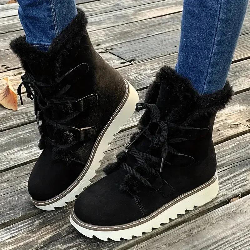 KROHN-E Damen Winterstiefel Plüschfutter Robuste-Sohle