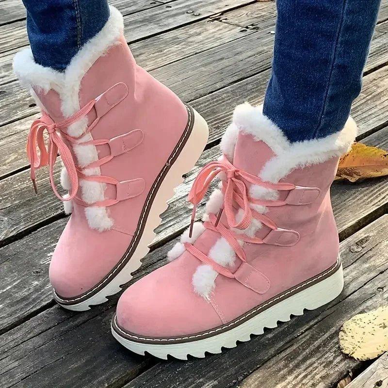 KROHN-E Damen Winterstiefel Plüschfutter Robuste-Sohle