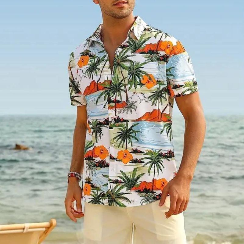 Nicolo Herren Sommerhemd Hawaii-Stil