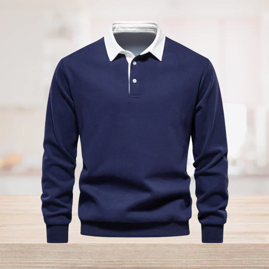 Klassisches Herren Poloshirt mit langem Arm und Kragen für Freizeit und Alltag