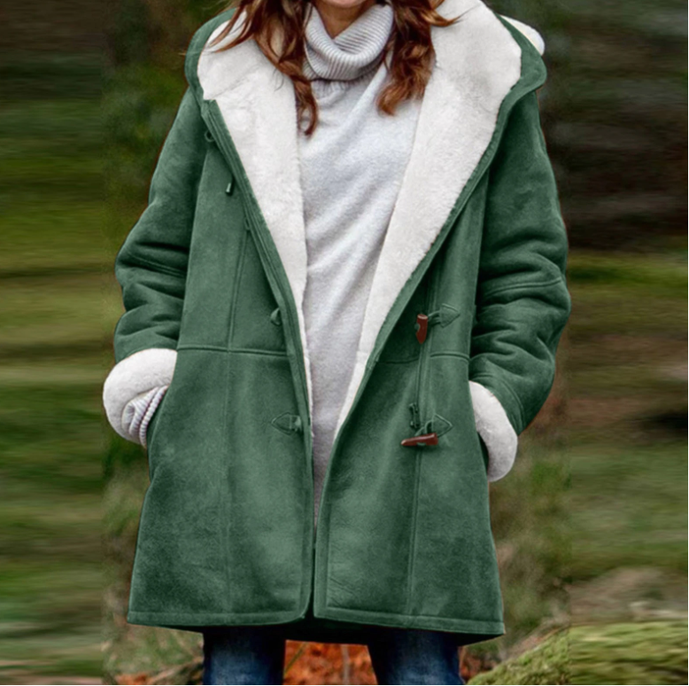 Krohn-e | Wildleder Toggle Duffle Coat - Kapuzen-Winter-Duffle-Coat