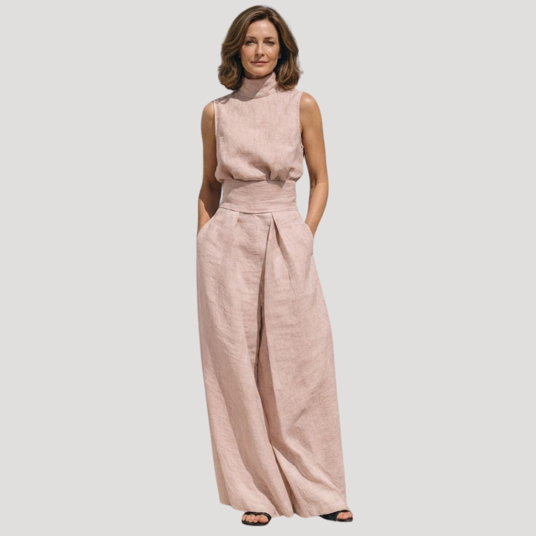 Ilaria | Damen Zweiteiler Rollkragen Oberteil Weite Hose Set