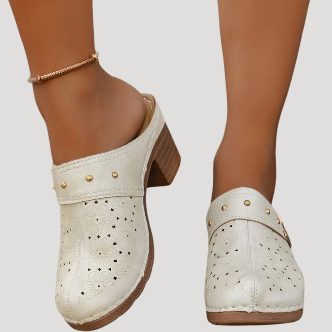 Ilka | Damen Slip-On Clogs mit Blockabsatz